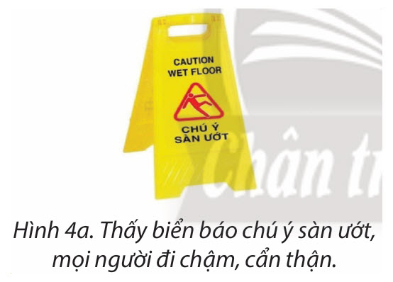 Hình 4a: Biển báo chú ý sàn ướt